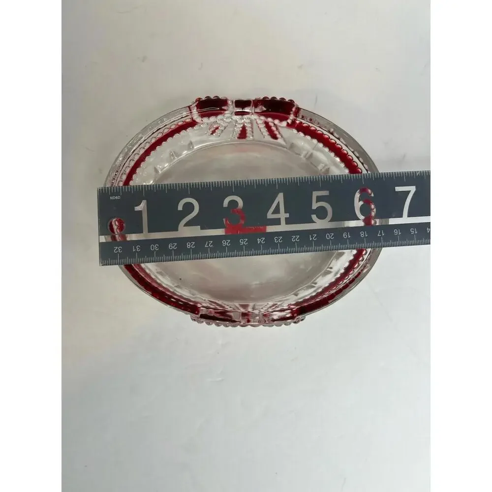 Celebrations By Mikasa Ruby Ribbon Crystal Candy Dish Bowl EUC 6.25” X 5.5” - Picture 3 of 4